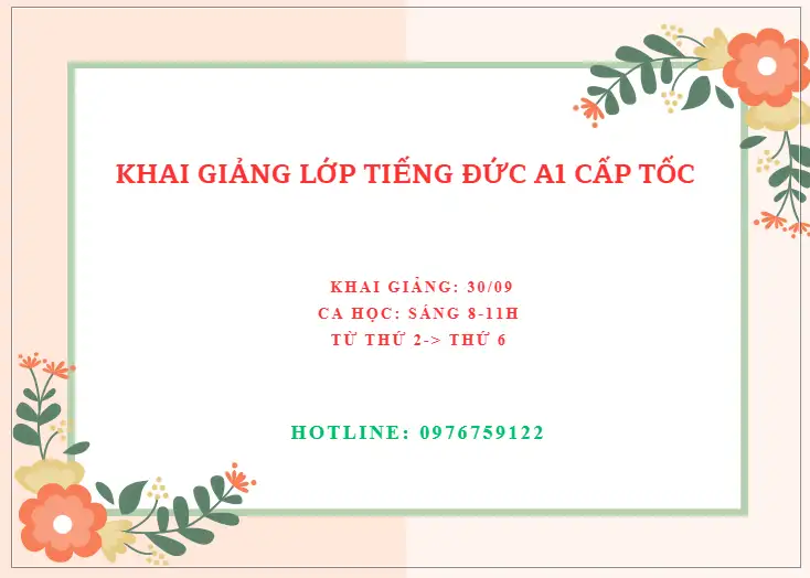 Khai giảng lớp tiếng Đức A1 cấp tốc ca sáng 30/09