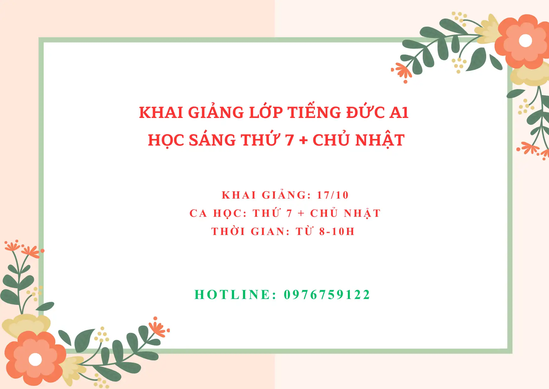 LỚP TIẾNG ĐỨC THỨ 7 VÀ CHỦ NHẬT DÀNH CHO NGƯỜI BẬN RỘN